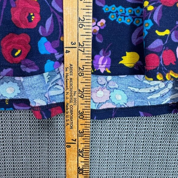 LuLaRoe Floral A-Line Womens Size L Top Short Sleeve Blue Multicolor - Picture 6 of 7
